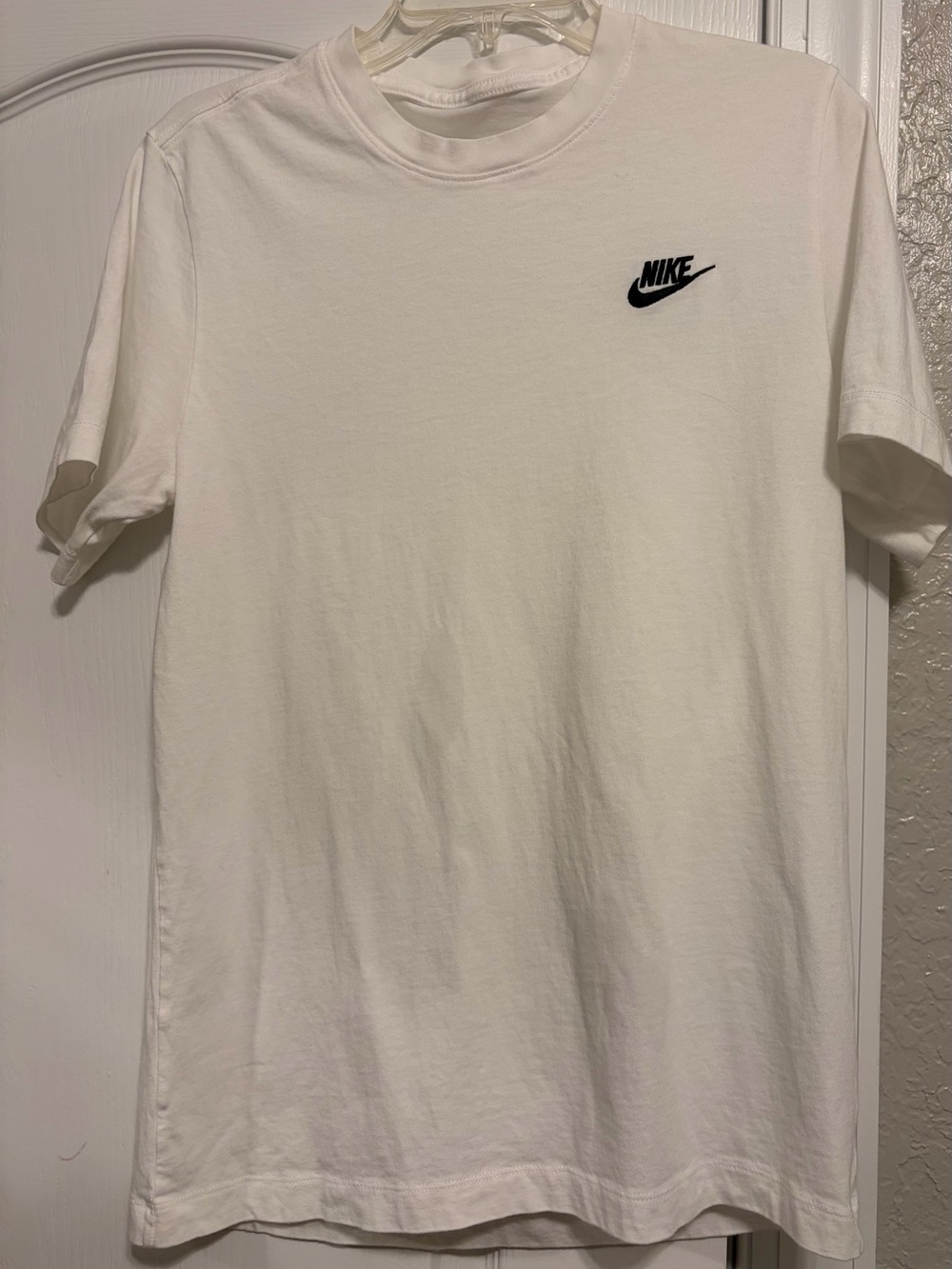 Nike White Short Sleeve Tee with Black Swoosh Logo